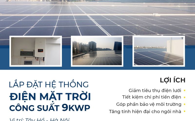 Dự án điện mặt trời áp mái công suất 9kw Tây Hồ - Hà Nội