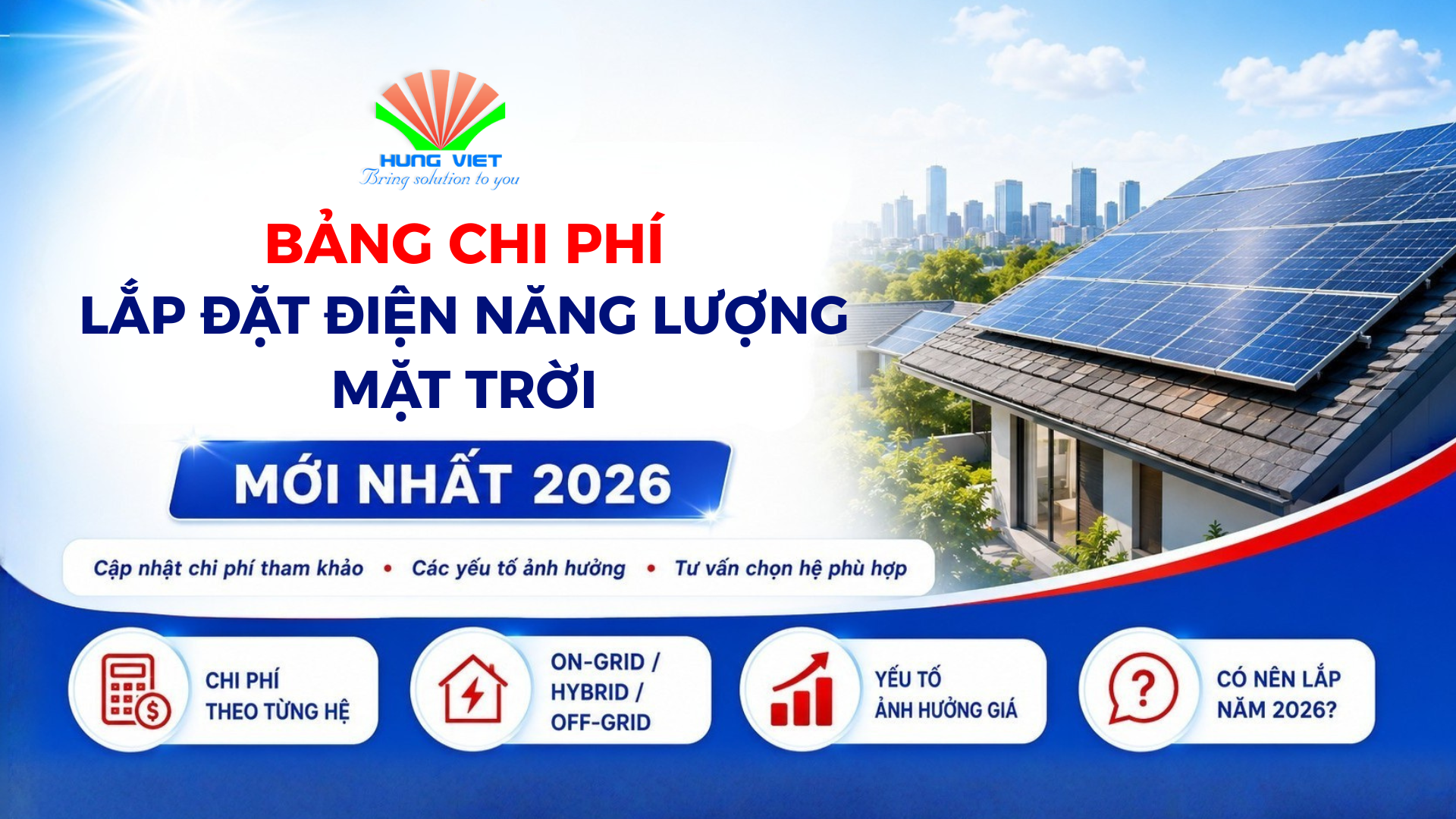 Chi tiết bảng chi phí lắp đặt điện năng lượng mặt trời mới nhất 