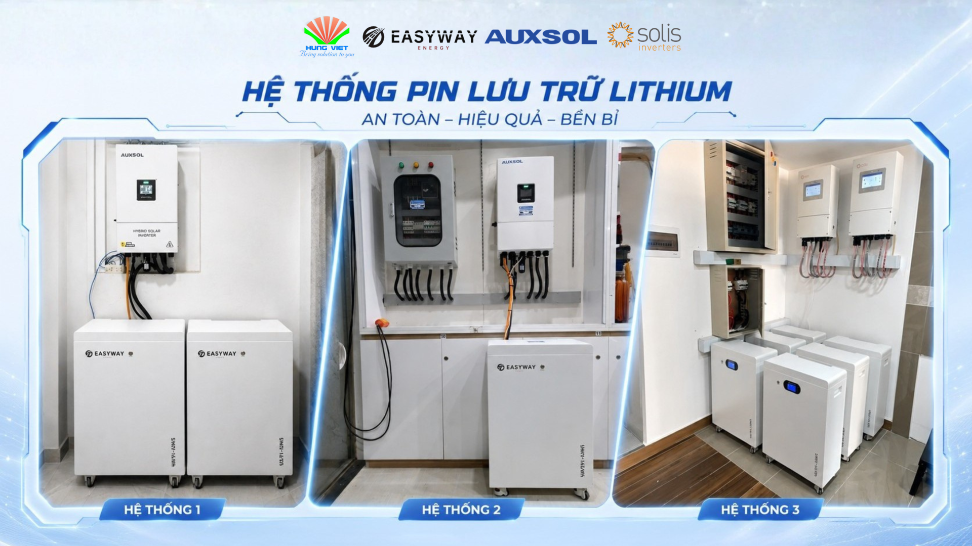 Pin lưu trữ Easyway bảo hành 10 năm tương thích tuyệt đối với biến tần Auxsol và Solis