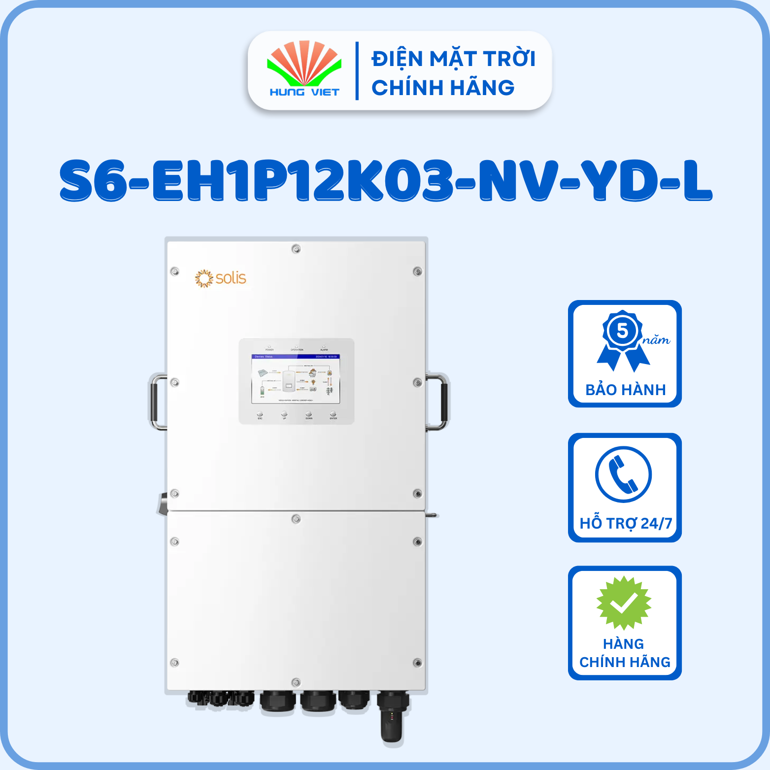 Inverter hybrid Solis S6-EH1P12K03-NV-YD-L - Inverter Hybrid Hùng Việt