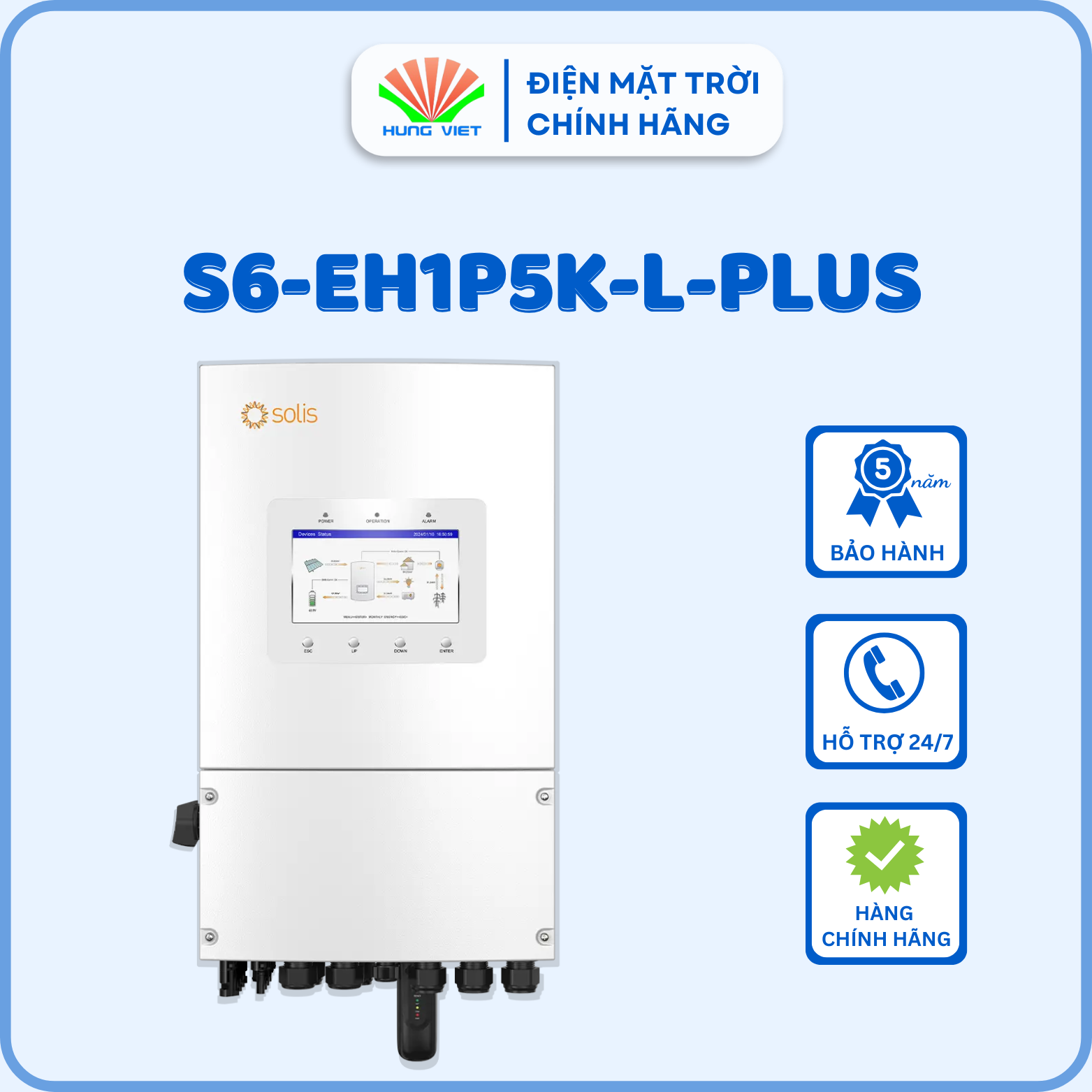 Inverter hybrid Solis S6-EH1P5K-L-PLUS - Inverter Hybrid Hùng Việt