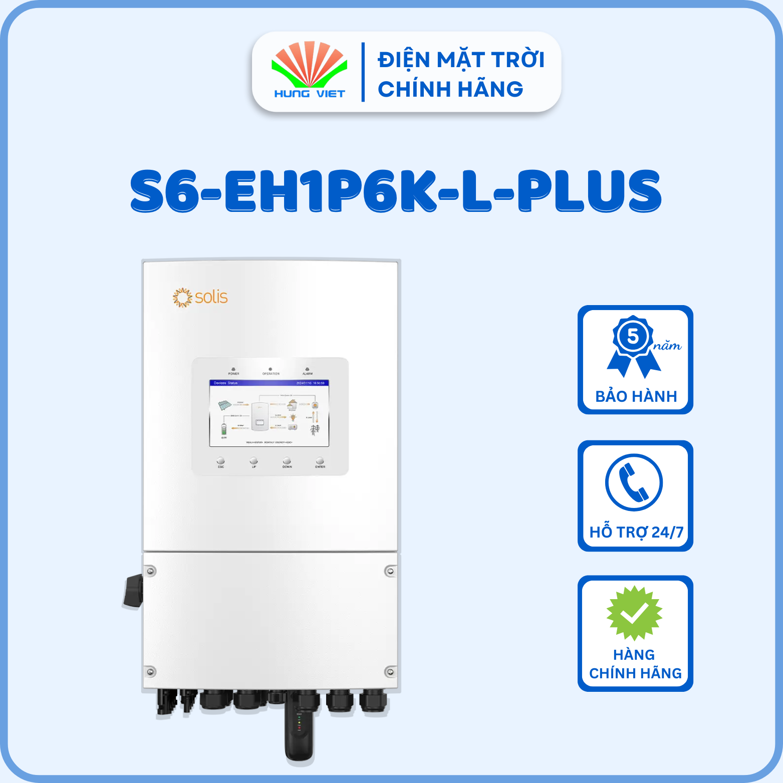 Inverter hybrid Solis S6-EH1P6K-L-PLUS - Inverter Hybrid Hùng Việt