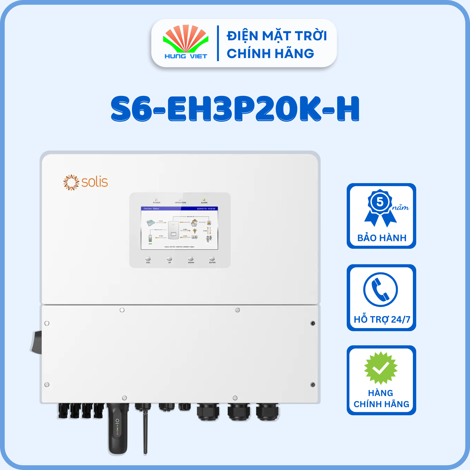 Inverter hybrid Solis S6-EH3P20K-H - Inverter Hybrid Hùng Việt