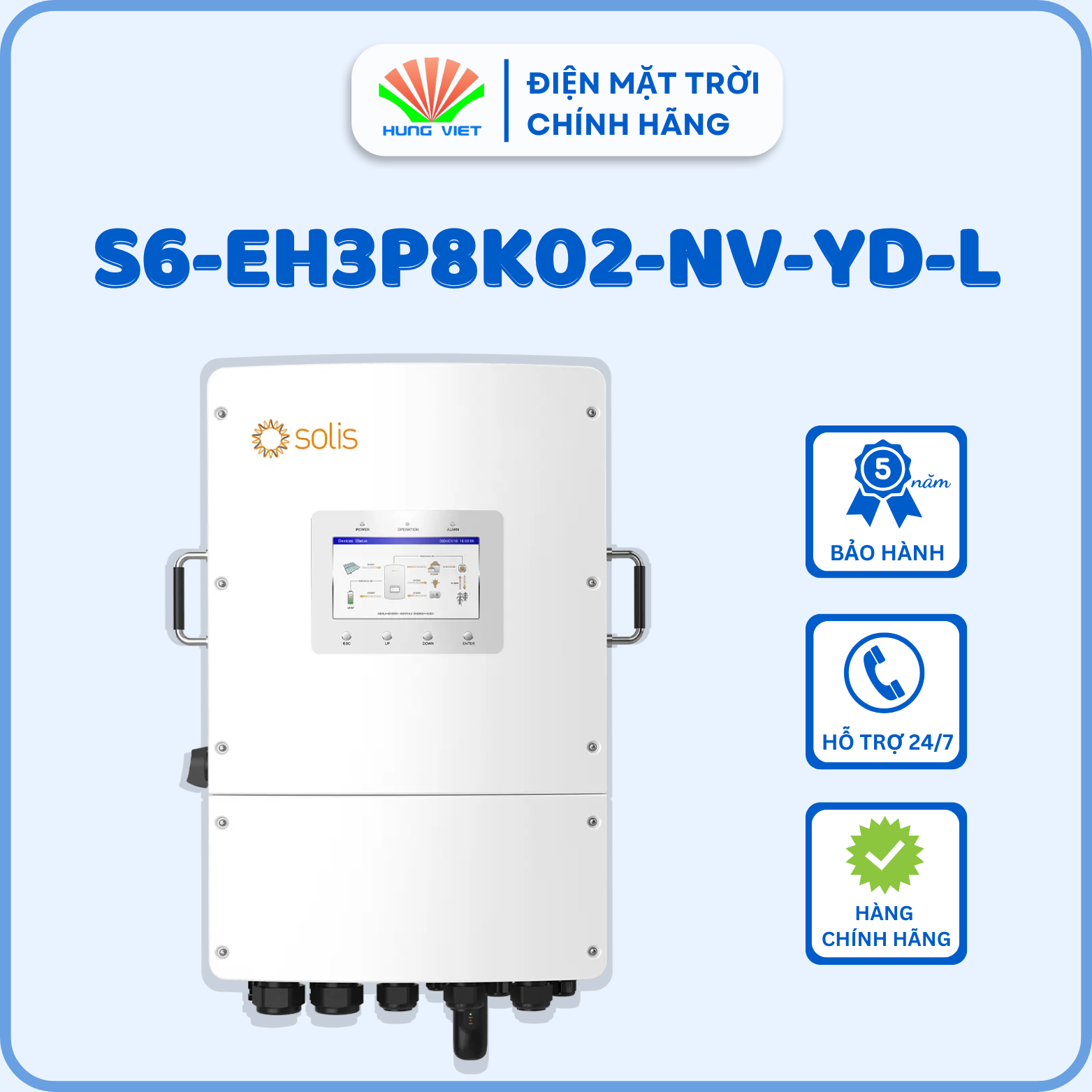 Inverter hybrid Solis S6-EH3P8K02-NV-YD-L - Inverter Hybrid Hùng Việt