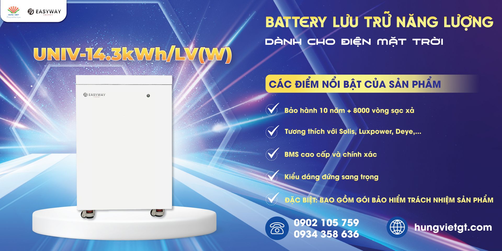 Pin lithium lưu trữ điện năng - Hùng Việt