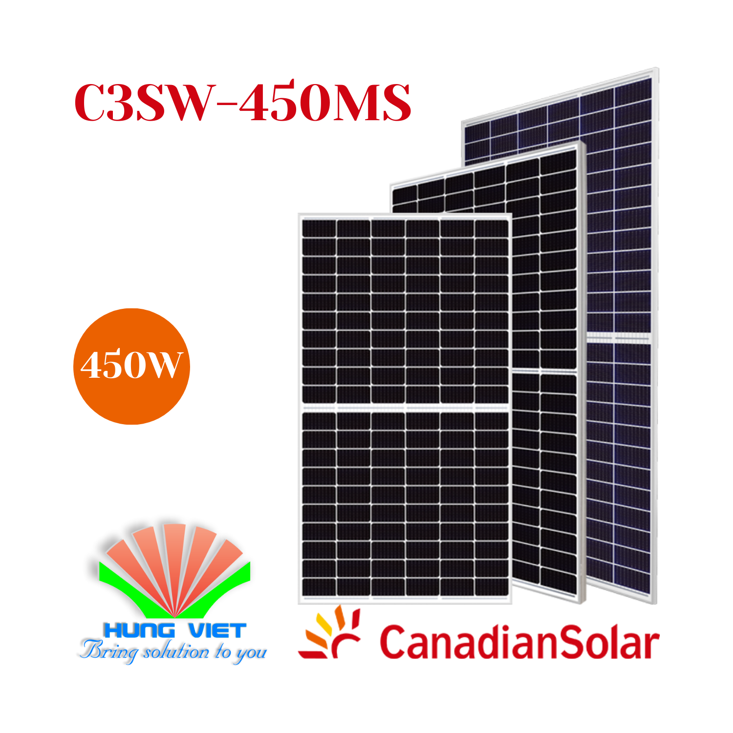 Tấm pin năng lượng mặt trời Canadian Solar 450W - Hiku CS3W-450MS