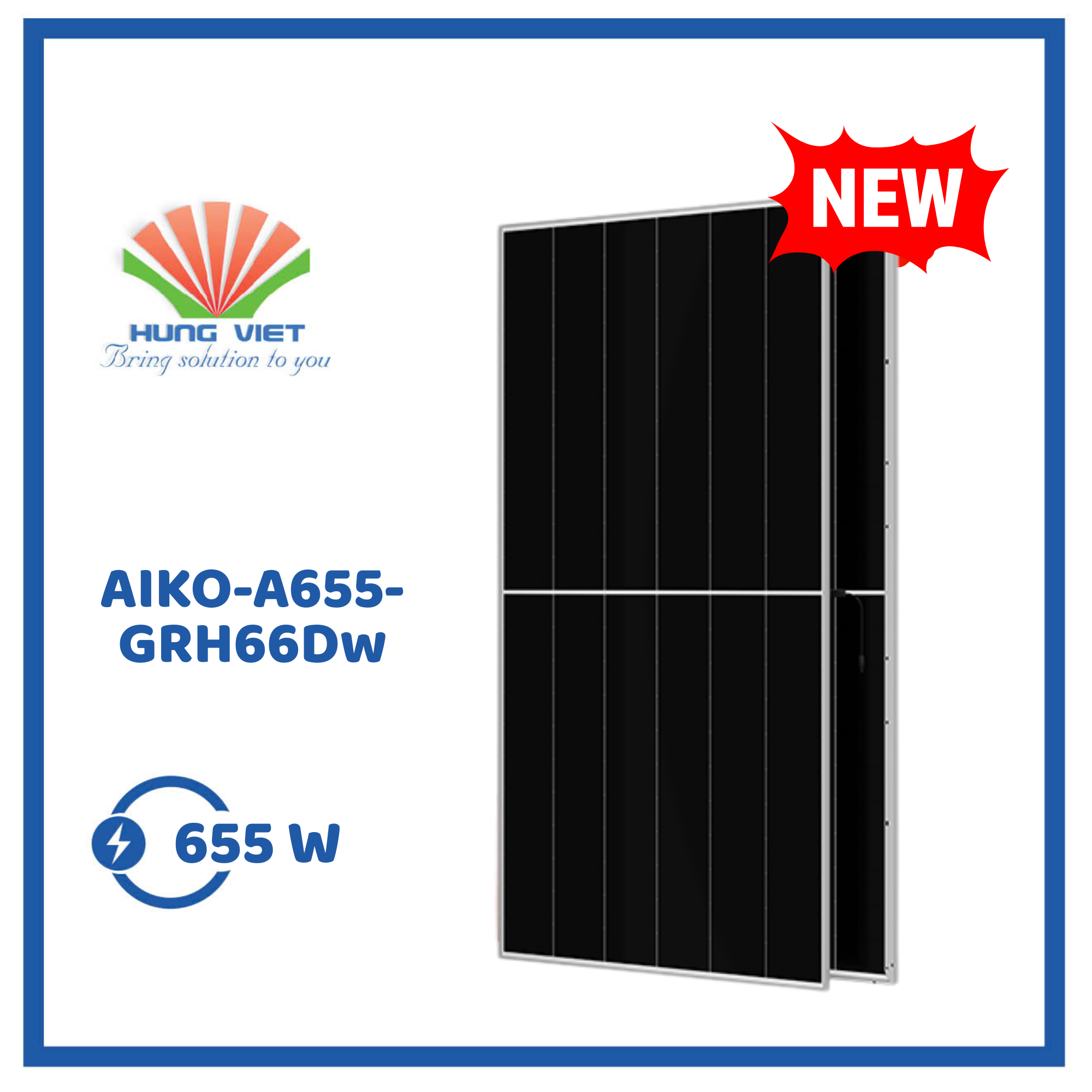 Tấm pin Aiko 655Wp Ntype hai mặt kính - AIKO-A655-GRH66Dw