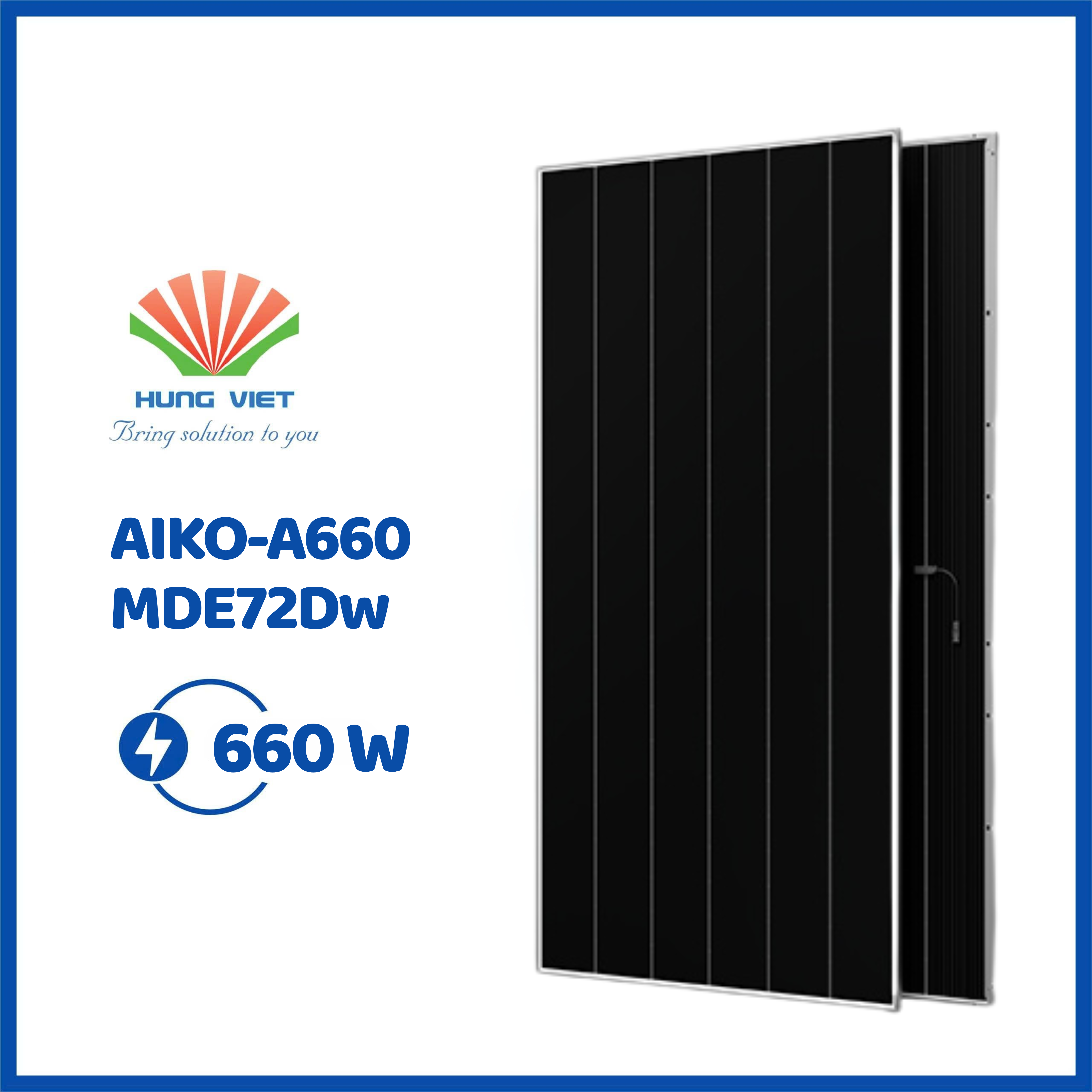 Tấm pin Aiko 660Wp Ntype hai mặt kính -  AIKO-A660-MDE72Dw