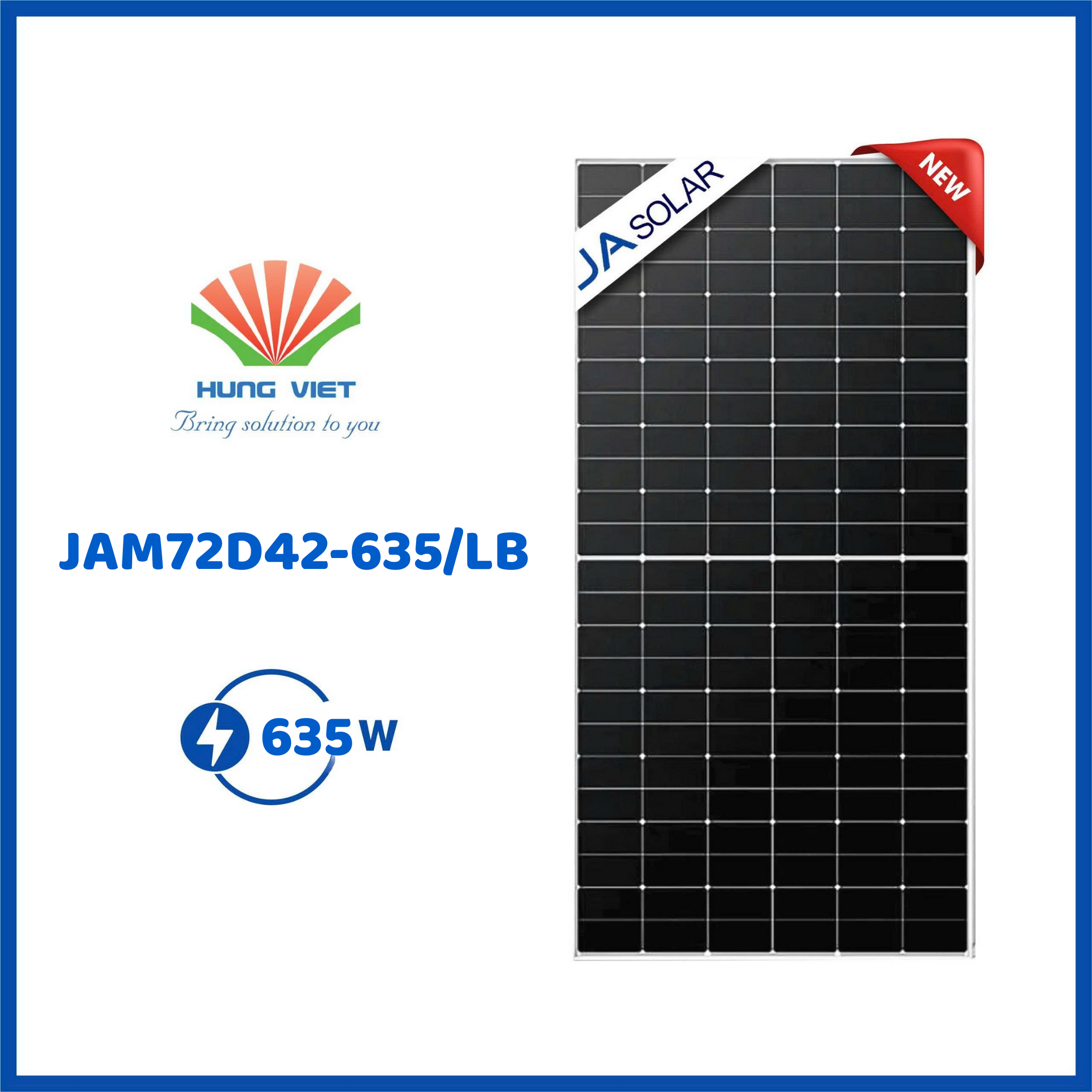 Tấm pin JA 635Wp Ntype hai mặt kính - JAM72D42-635/LB