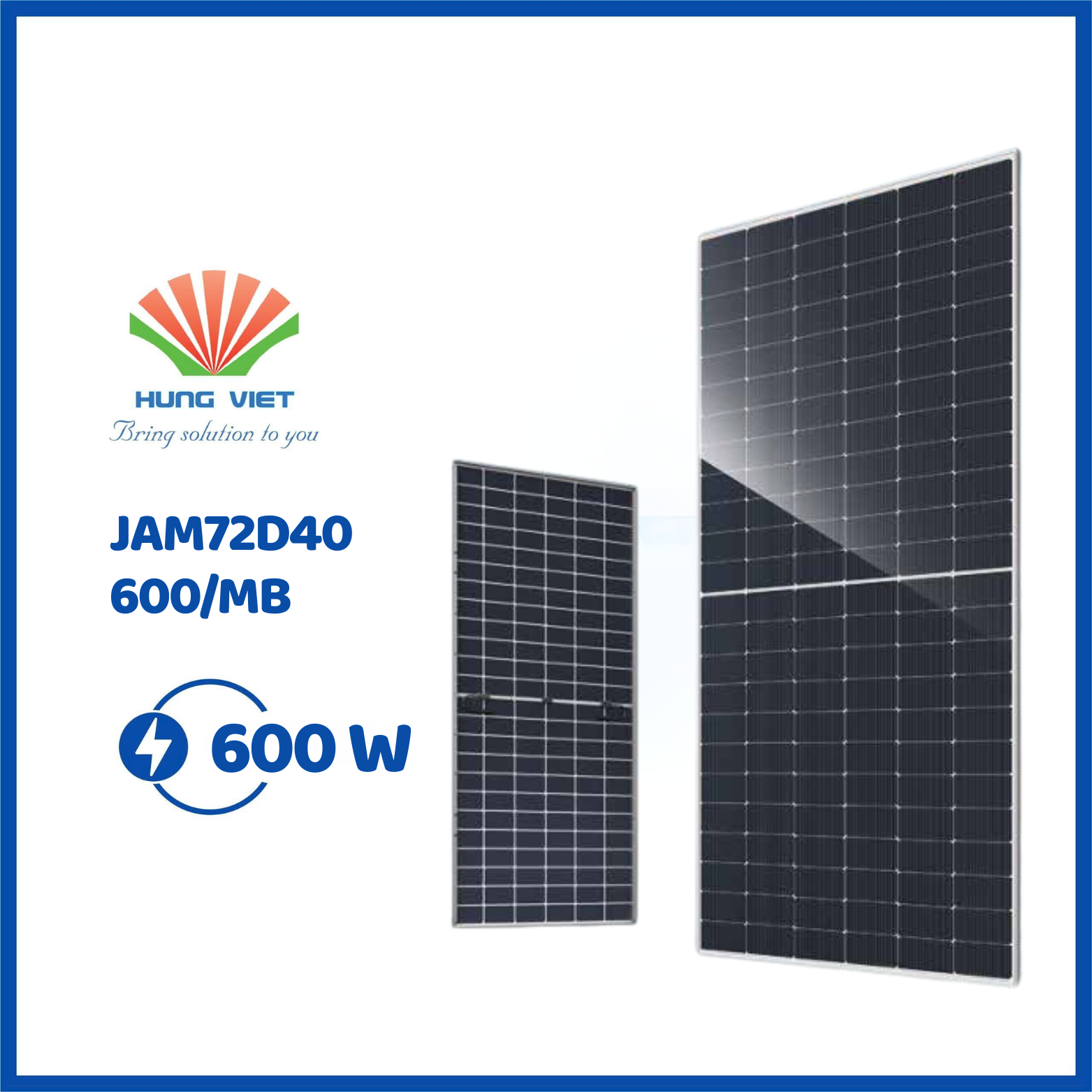 Tấm pin JA 600Wp Ntype hai mặt kính - JAM72D40-600/MB 