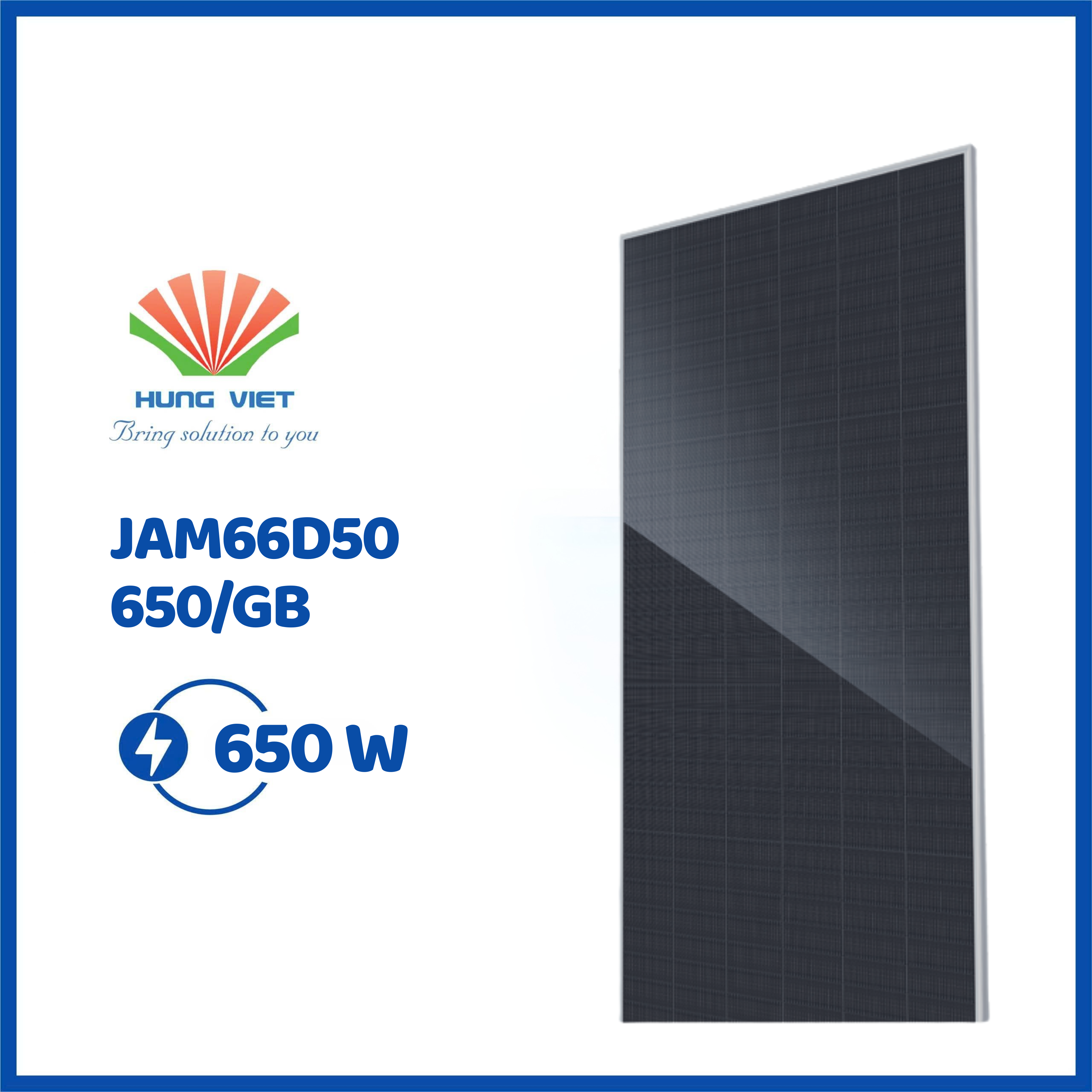 Tấm pin JA 650Wp Ntype hai mặt kính - JAM66D50-650/GB