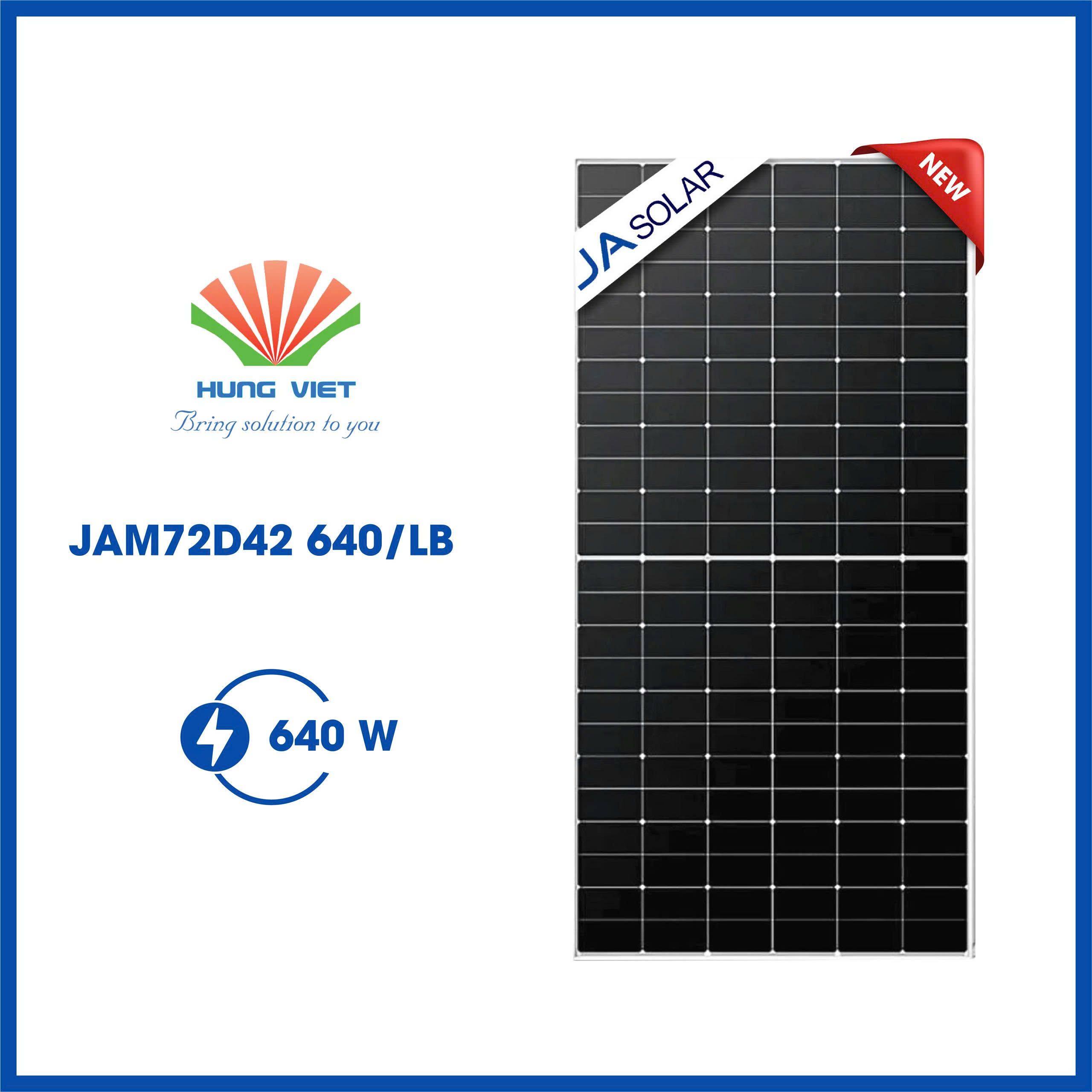 Tấm pin JA 640Wp Ntype hai mặt kính - JAM72D42-640/LB 