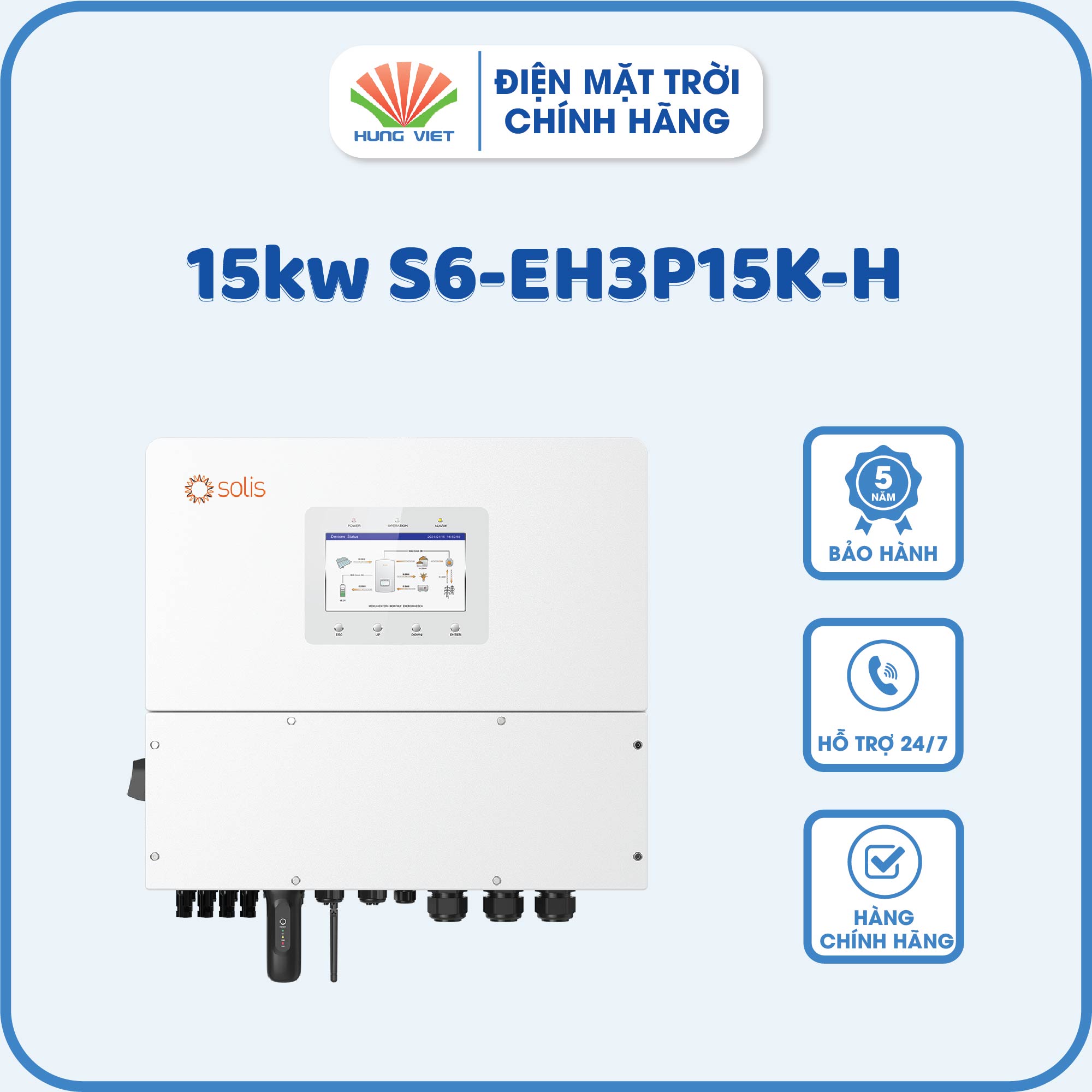 Inverter hybrid Solis 15kW S6-EH3P15K-H - Inverter Hybrid Hùng Việt