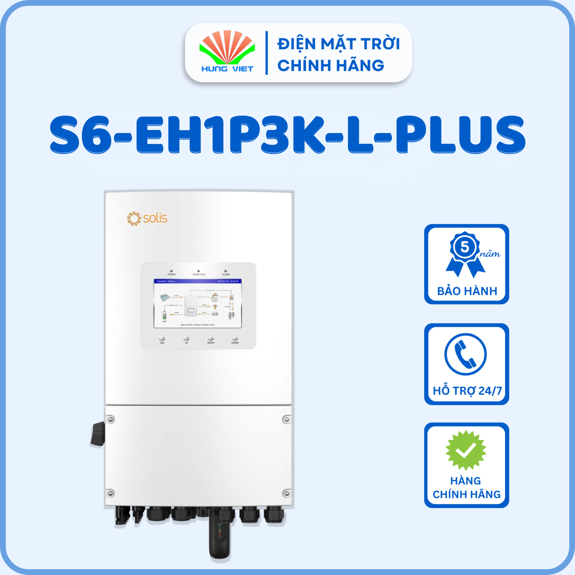 Inverter hybrid Solis S6-EH1P3K-L-PLUS - Inverter Hybrid Hùng Việt